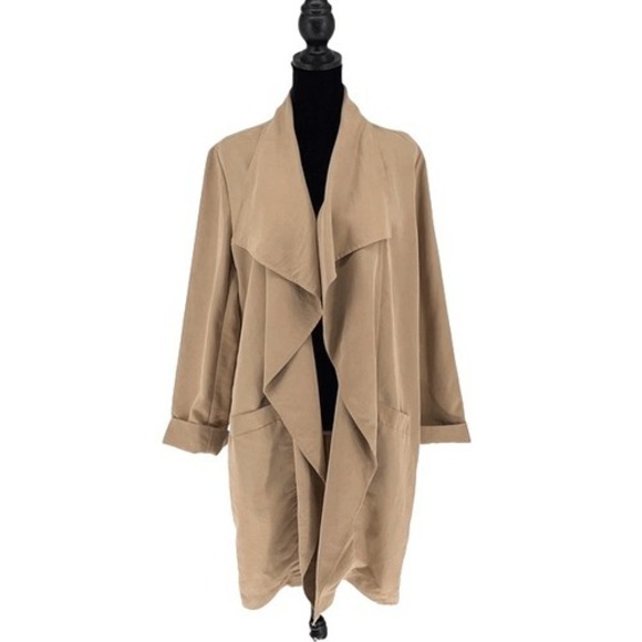 Chico's Jackets & Blazers - Chico's Womens Waterfall OpenFront Long Sleeve Longline Jacket Coat Tan Size 1